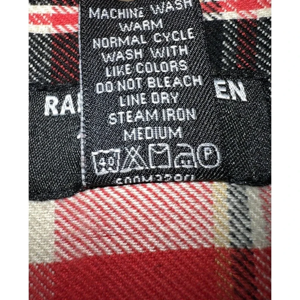 Ralph Lauren Mens Black Label Shirt‎ Red Black Yellow Large Cotton Flannel  XL